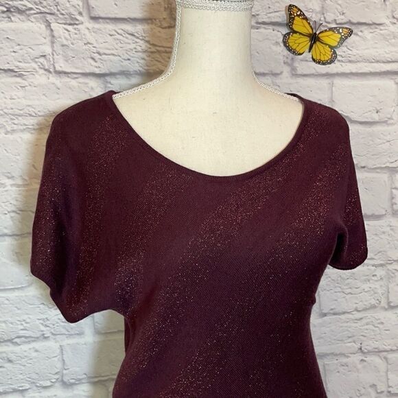 Reitman’s Metallic Striped Short Sleeve Sweater Size Small - Picture 3 of 7